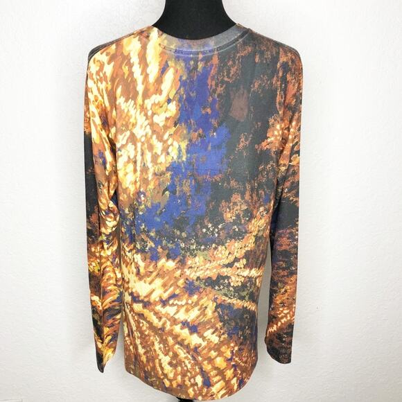 Soft Surroundings blue black gold watercolor knit tunic top size Large - Picture 11 of 11